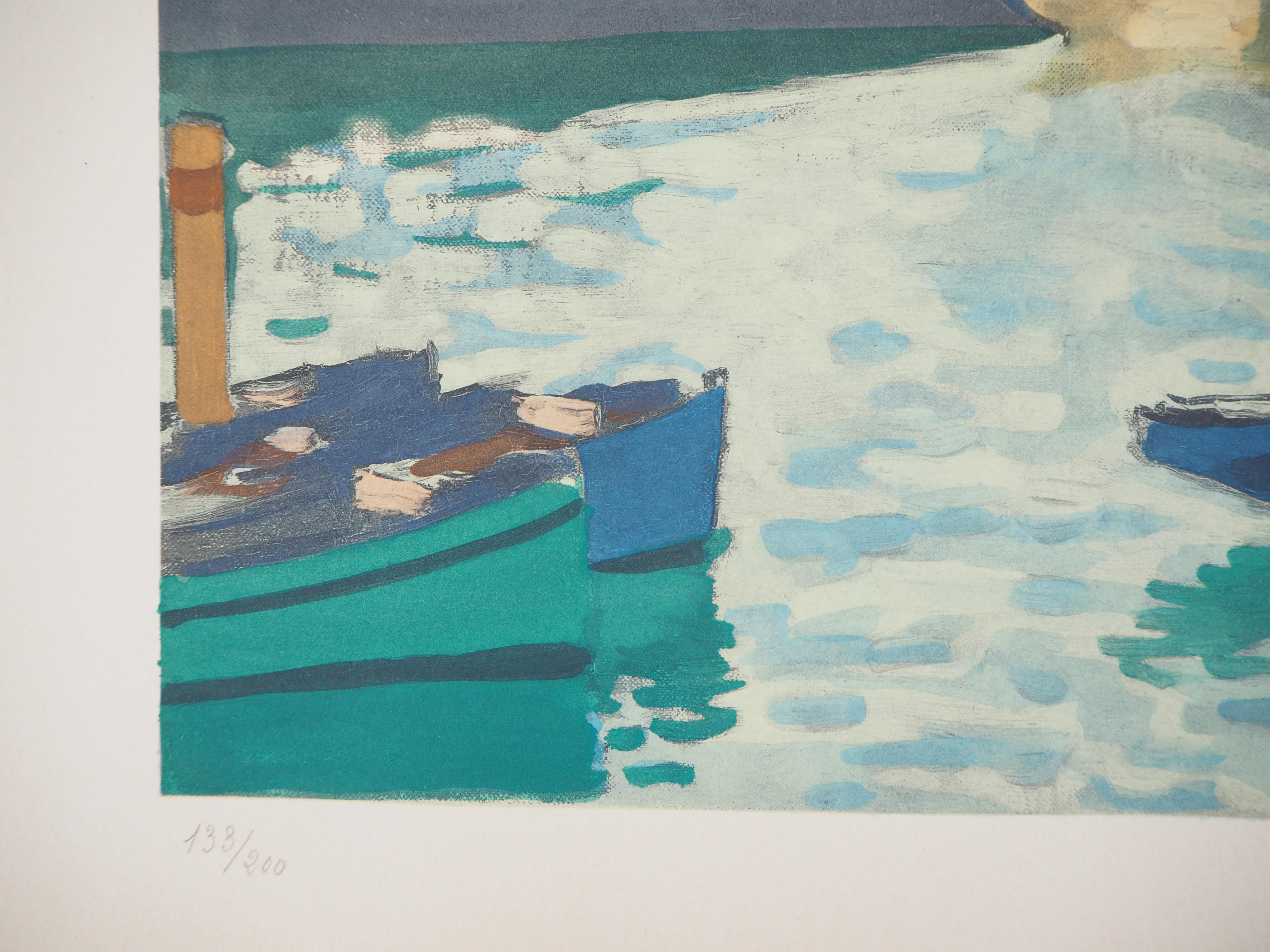 Saint Jean de Luz (Harbor in the South West of France) - Lithograph, Ltd /200 - Post-Impressionist Print by Albert Marquet