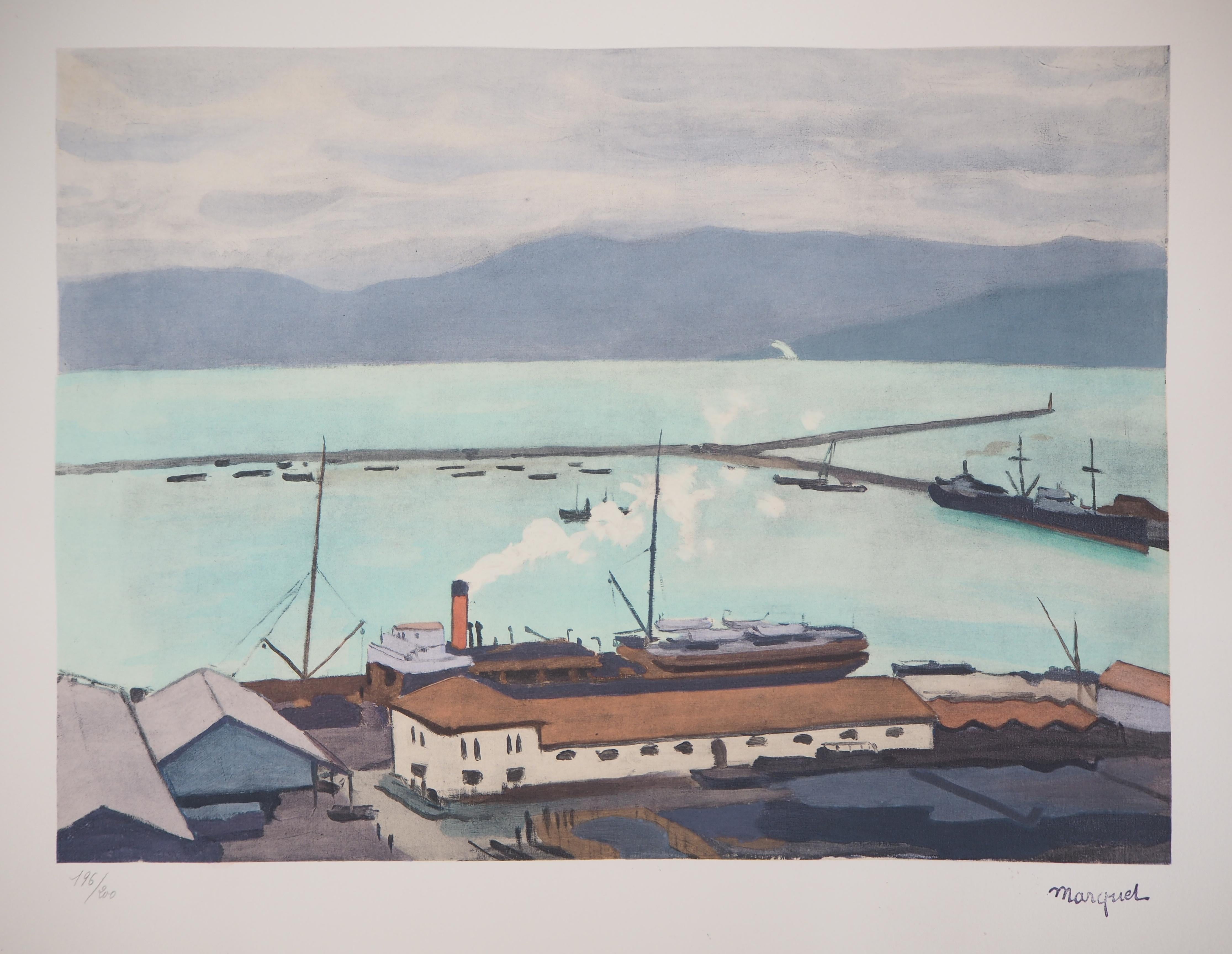 The Harbor - Lithograph, Ltd /200 - Post-Impressionist Print by Albert Marquet