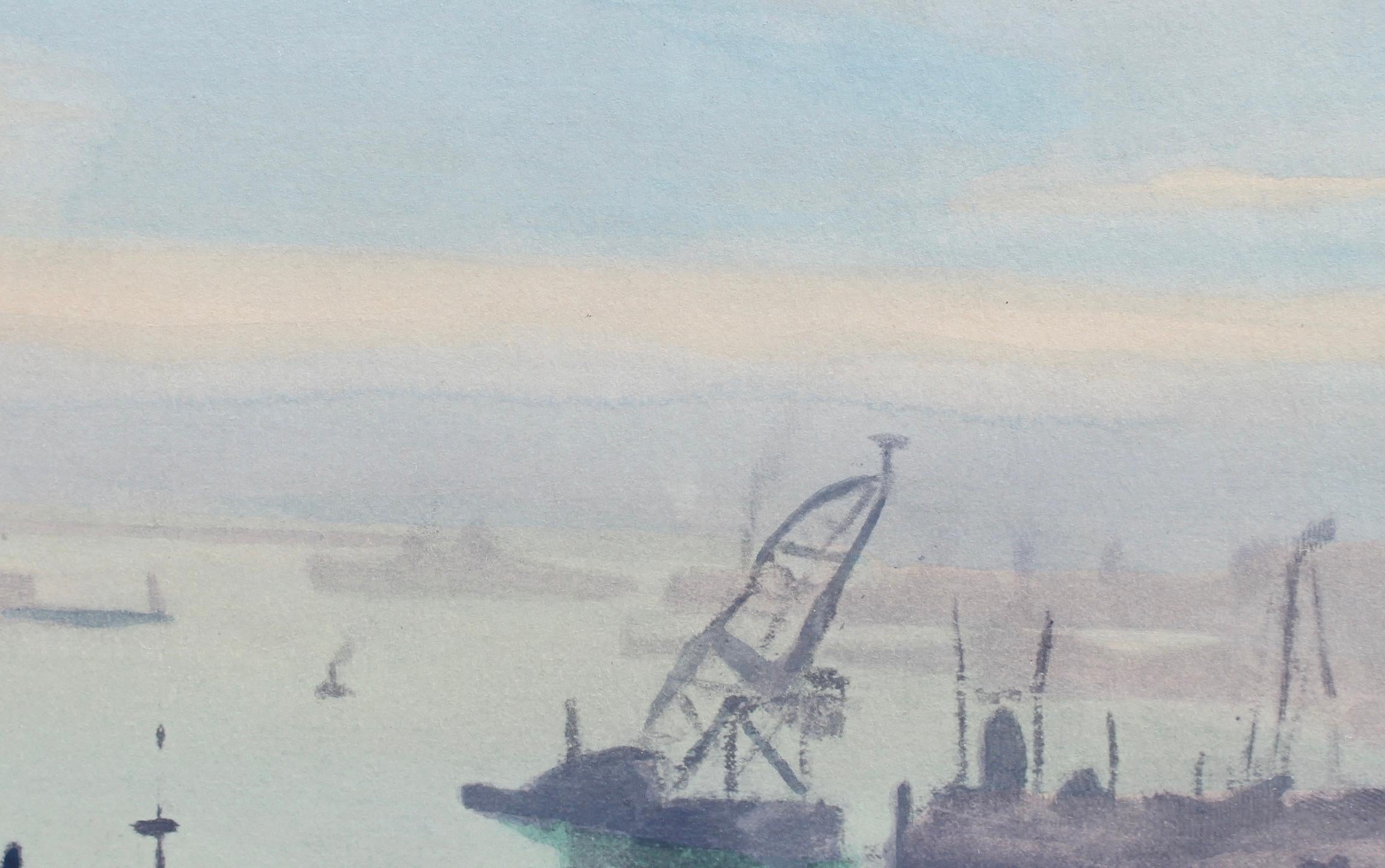 'The Port of Algiers' Lithograph  - Gray Landscape Print by Albert Marquet