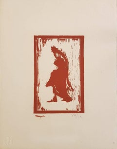 Figure de femme - Impression sur bois par A. Marquet - 1910 environ