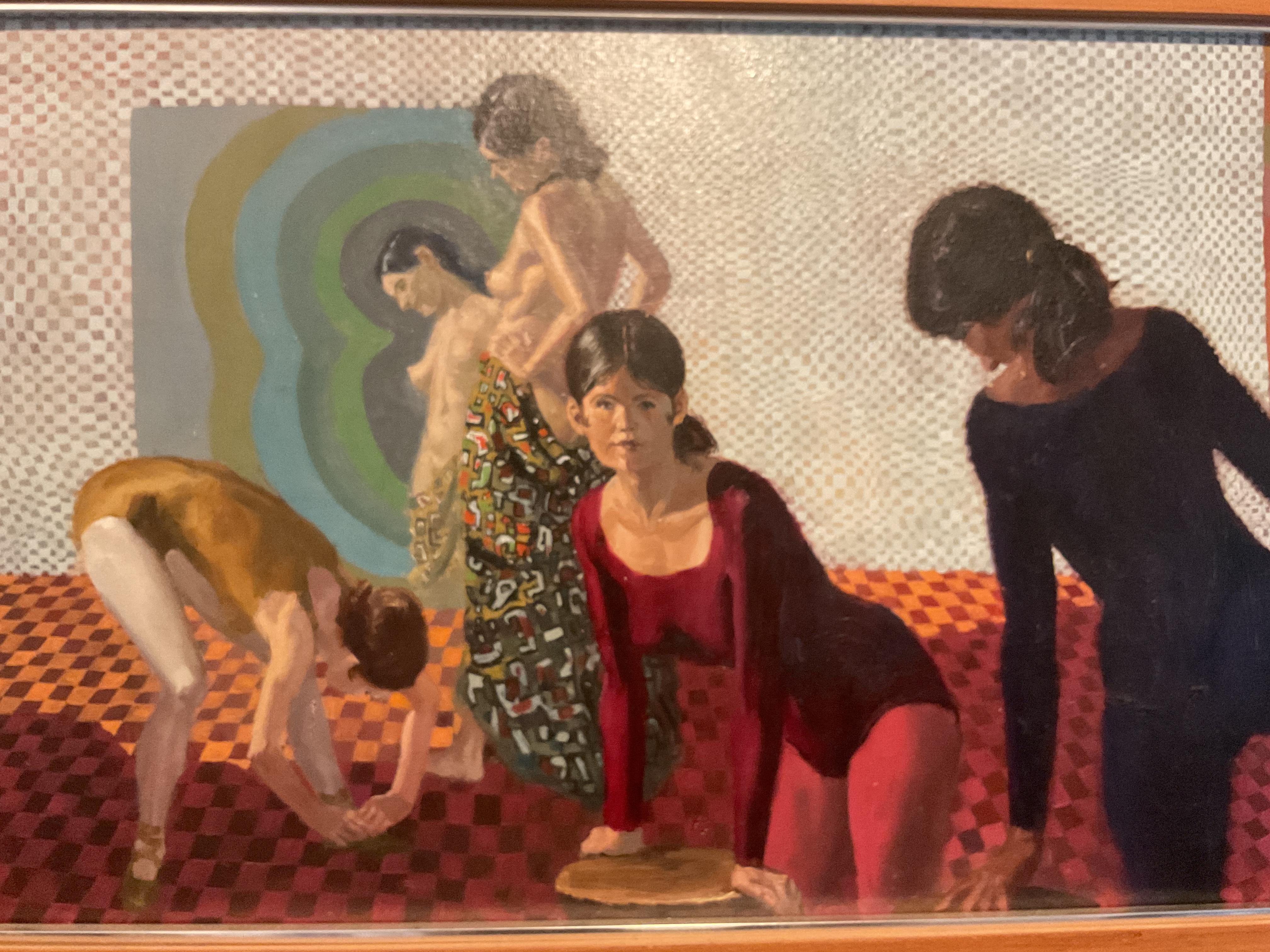Pittura ad olio di ballerine del Mid Century Modern; Artista quotato Albert Michini, anni '70 ca. in vendita 1