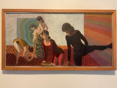 Mid Century Modern Dancers Oil Painting; Listed Artist Albert Michini, ca 1970’s