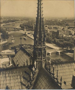 Vintage Notre Dame Cathedral in Paris  - Black and White Original Photography Postcard