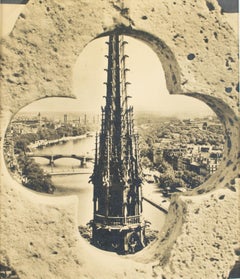 Vintage Paris, Notre Dame Cathedral, Black and White Original Photography Postcard