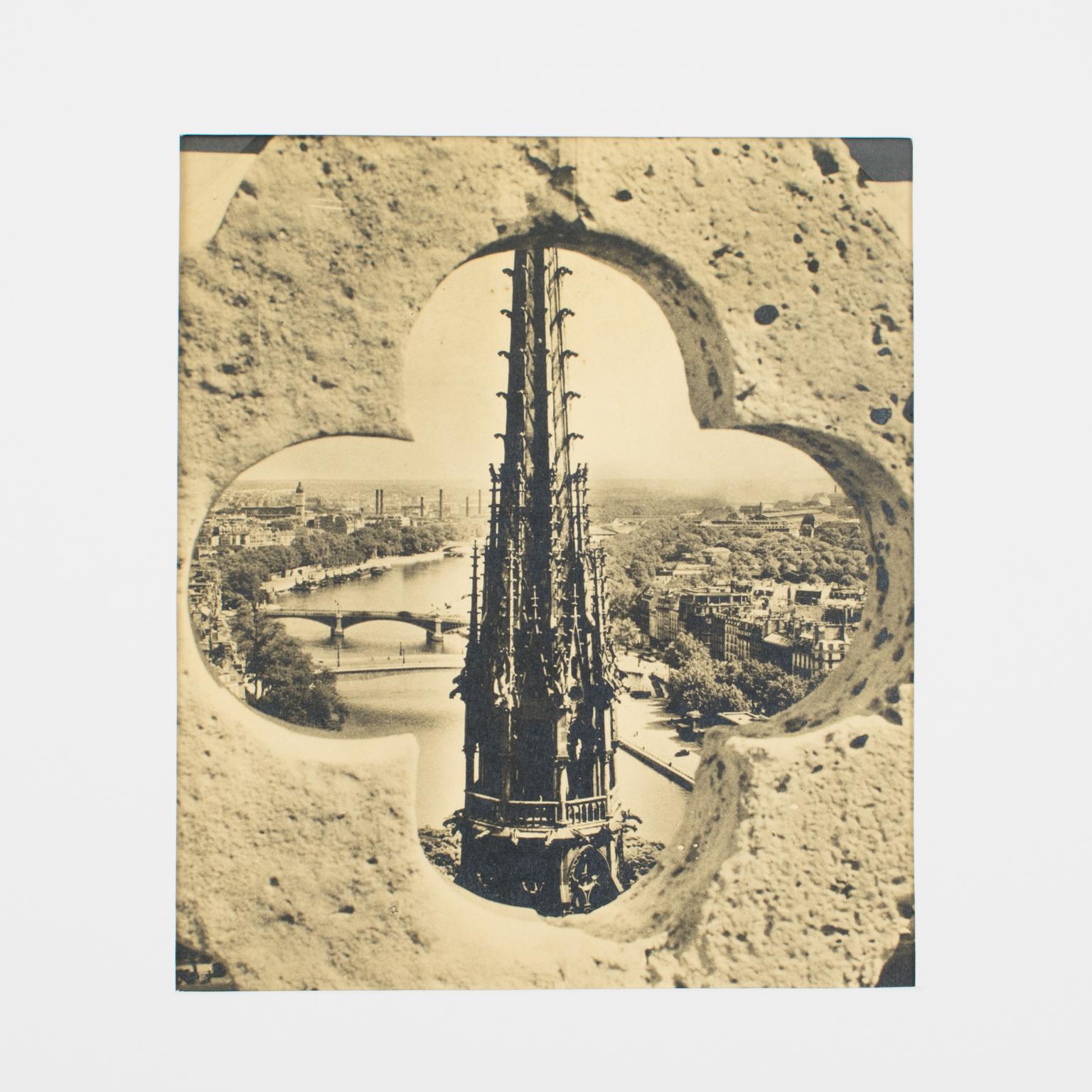 Paris, Notre Dame Cathedral, Black and White Photography Postcard, circa 1950 For Sale 2