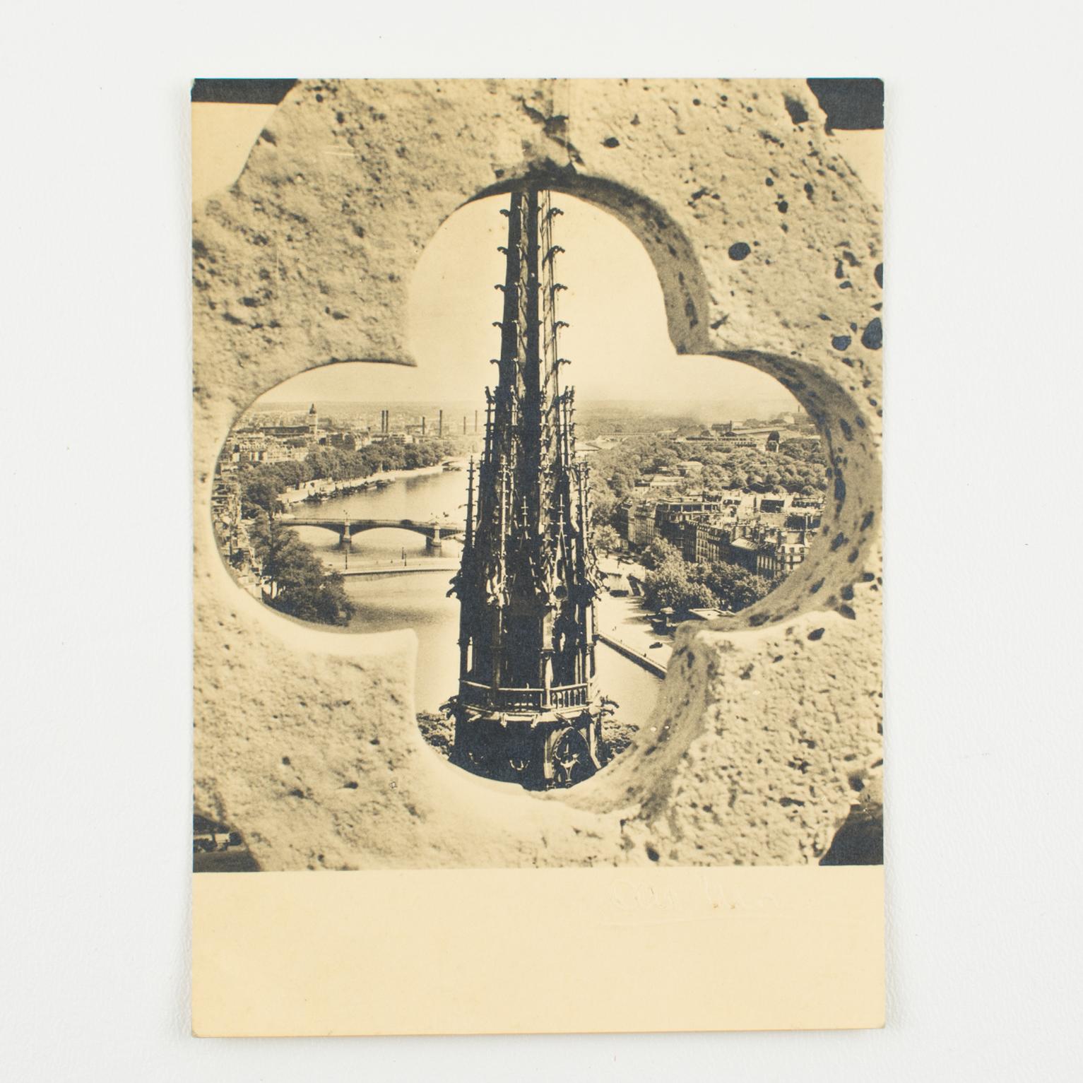 Paris, Notre Dame Cathedral, Black and White Photography Postcard, circa 1950 For Sale 3