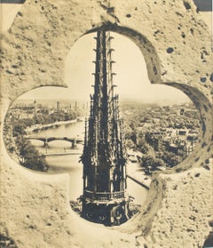 Paris, Notre Dame Cathedral, Black and White Photography Postcard, circa 1950