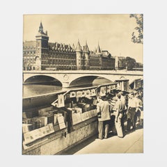 Paris, The Riverbank Booksellers - Black and White Original Photography Postcard