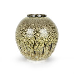 Albert Montserrat, Golden Jar, 2020, Oil Spot, Glazed Thrown Porcelain