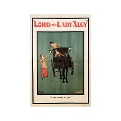 Antique 1898 Original theater poster by Albert Morrow for the play "Lord and Lady Algy"