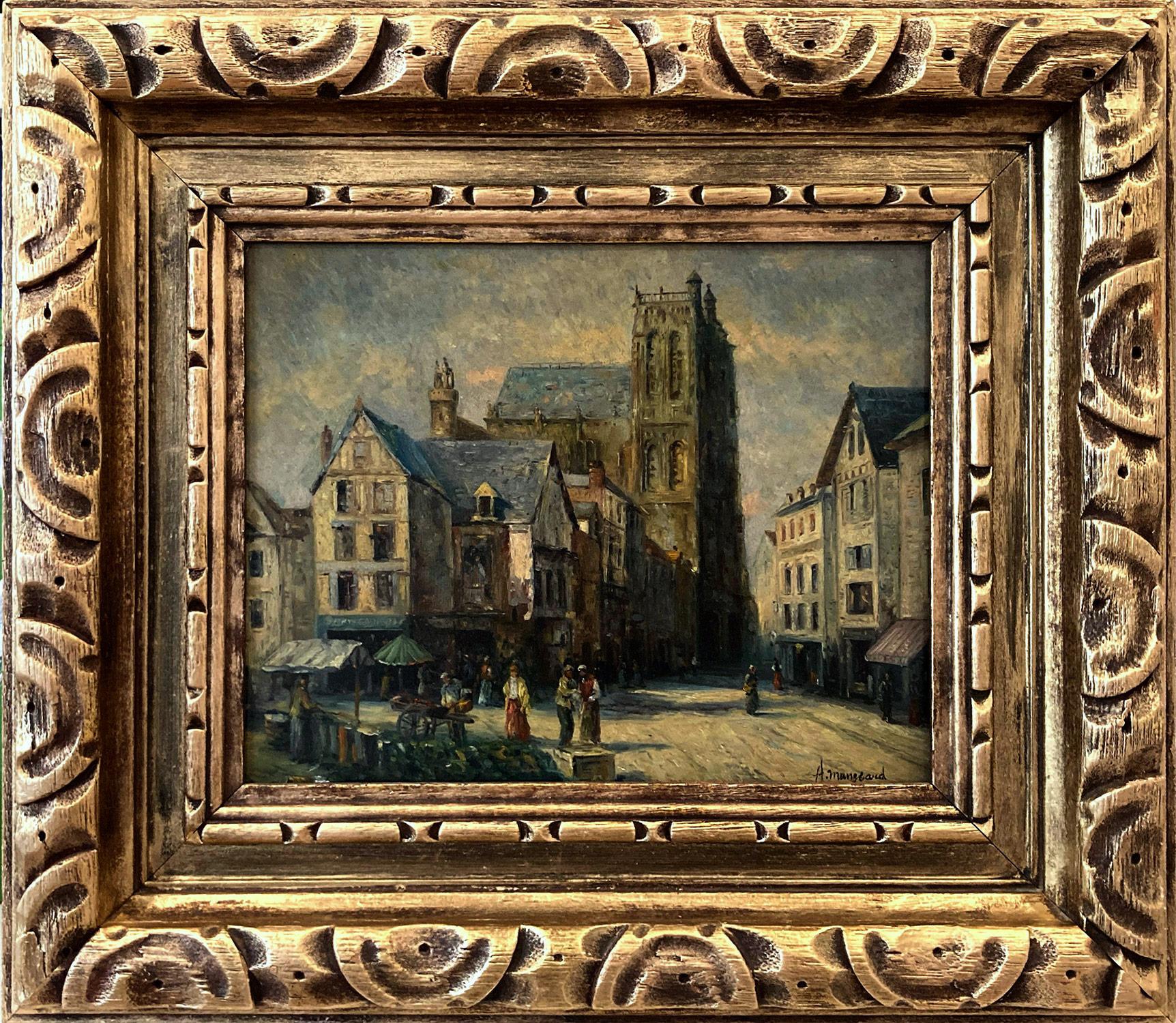 Peinture à l'huile impressionniste de l'artiste franco-américain « Church of St. Wilfran »
