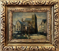 Antique "Church of St. Wilfran" Impressionist Oil Painting French-American Artist