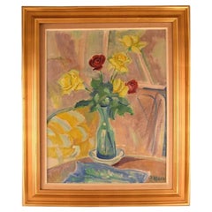 Albert Naur Danish Painter, Modernist Arrangement with Flowers