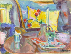 'Still Life of Roses on a Tea Table', Paris, Academie de la Palette, Benezit