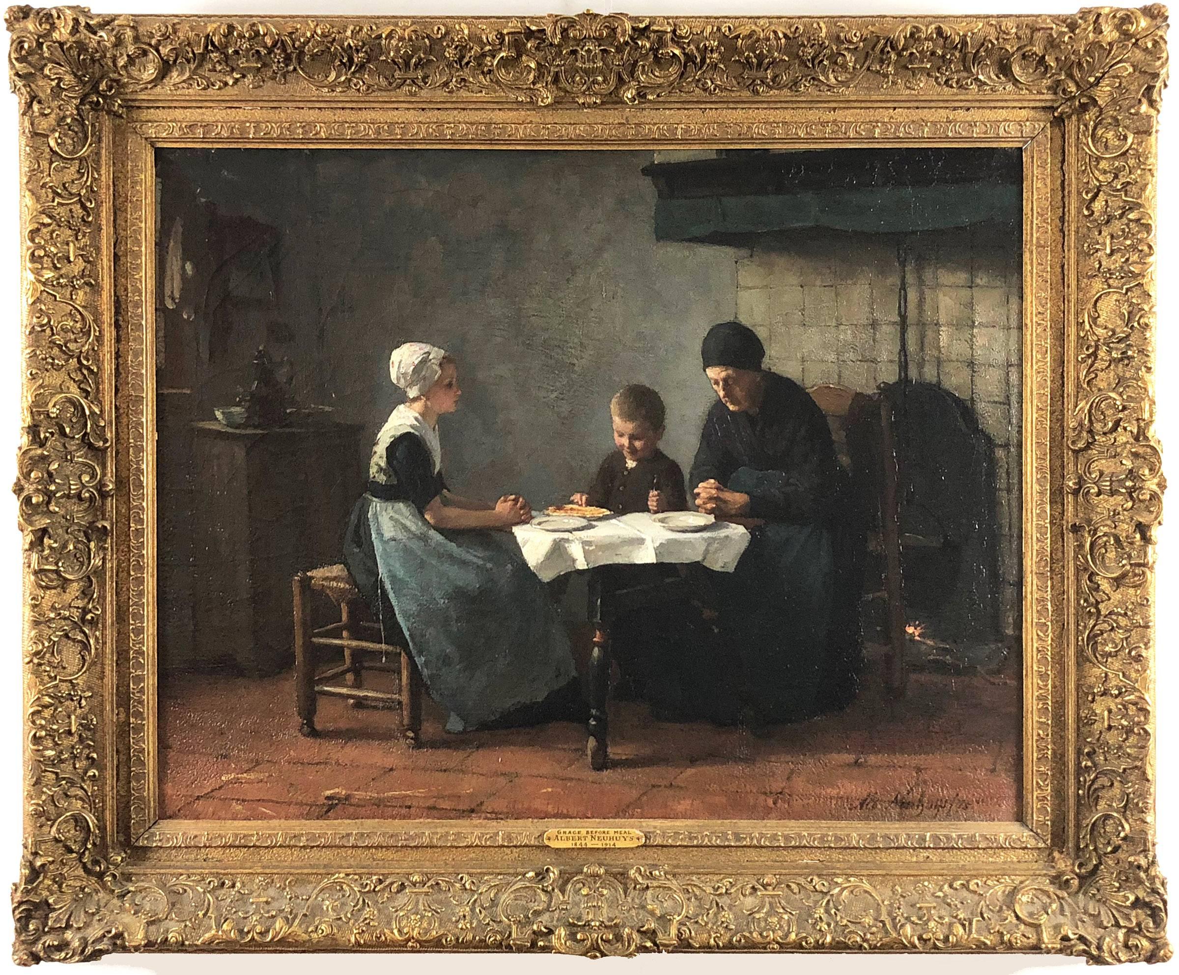 Grace Before  the Meal - Painting by Albert Neuhuys
