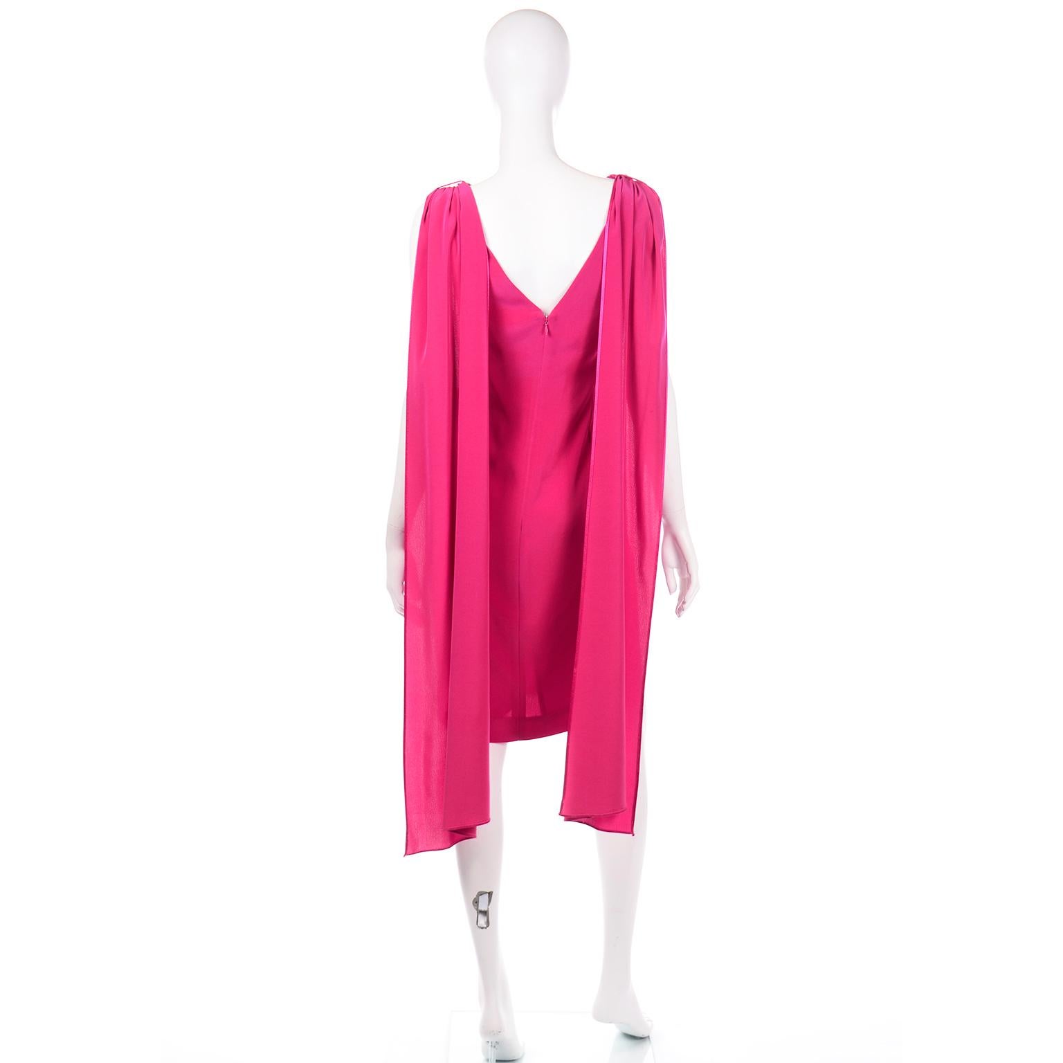 Women's Albert Nipon Boutique Pink Silk Evening Dress w Draped Panels
