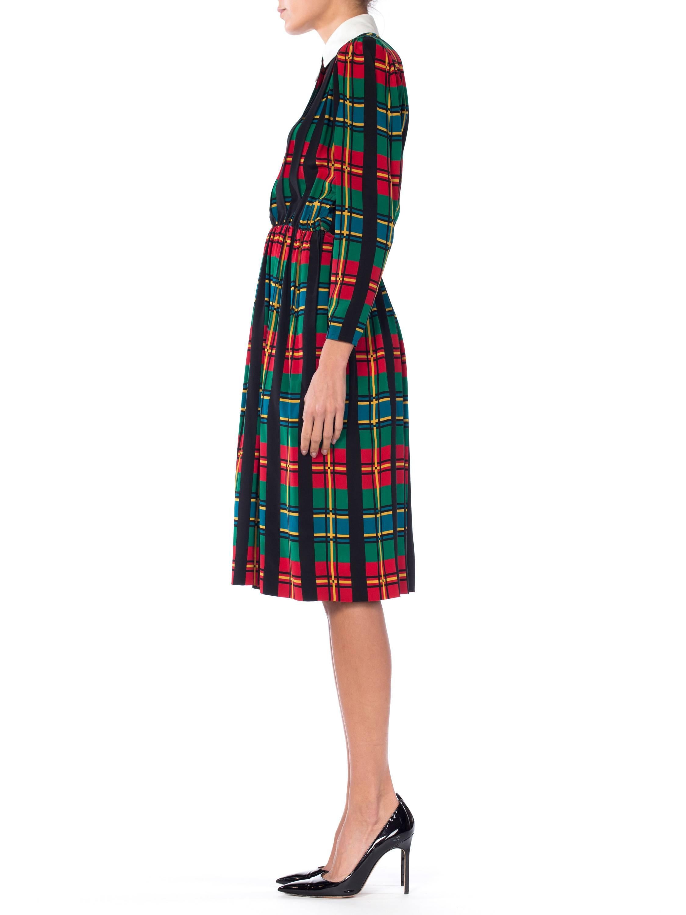 Albert Nipon Gucci Style Plaid Silk Dress In Excellent Condition In New York, NY
