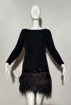 Albert Nipon Ostrich Feather Dress