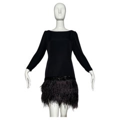 Retro Albert Nipon Ostrich Feather Dress 