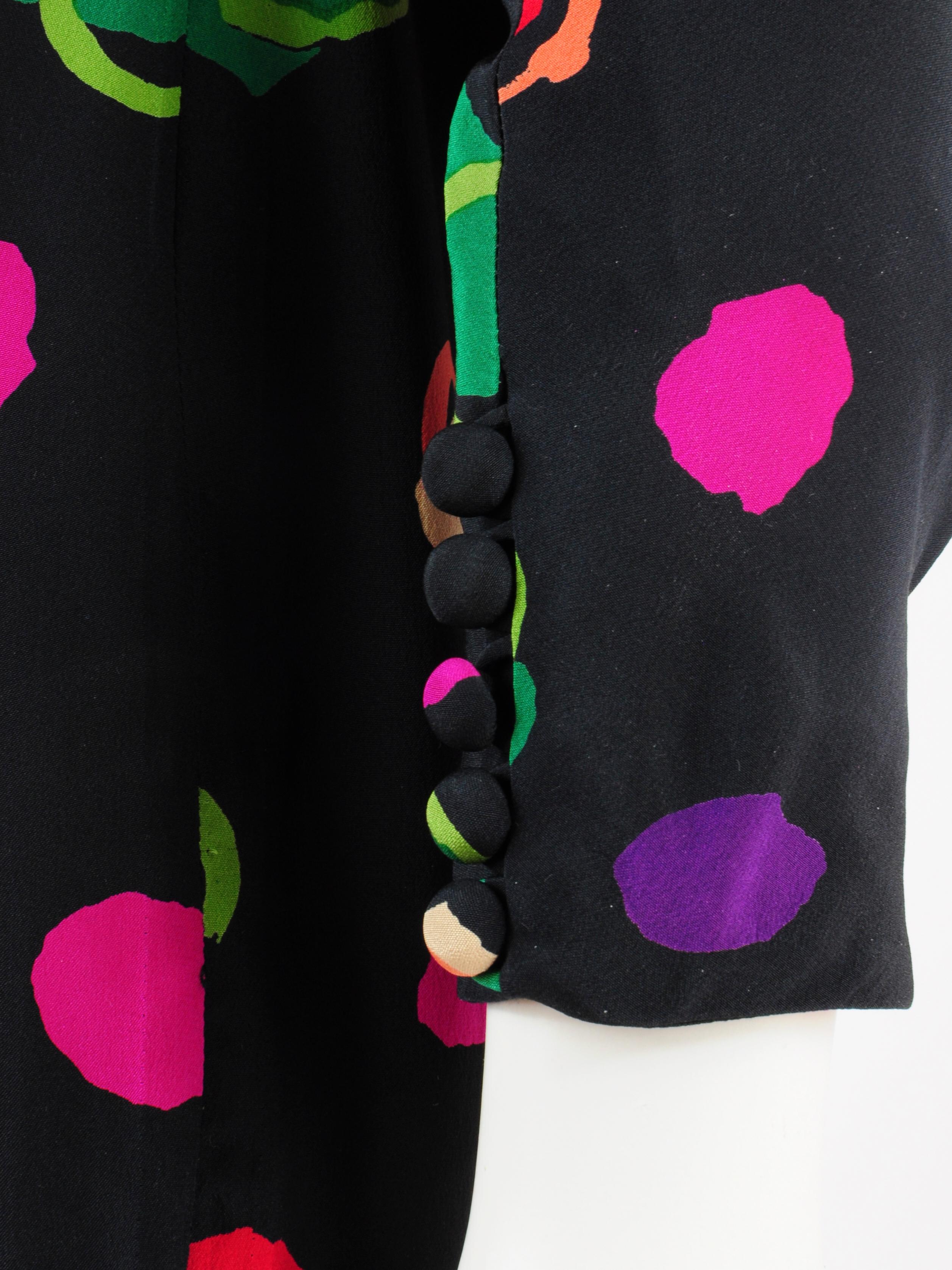 Albert Nipon Silk Pencil Dress with Multicolour Dots 1980s For Sale 7