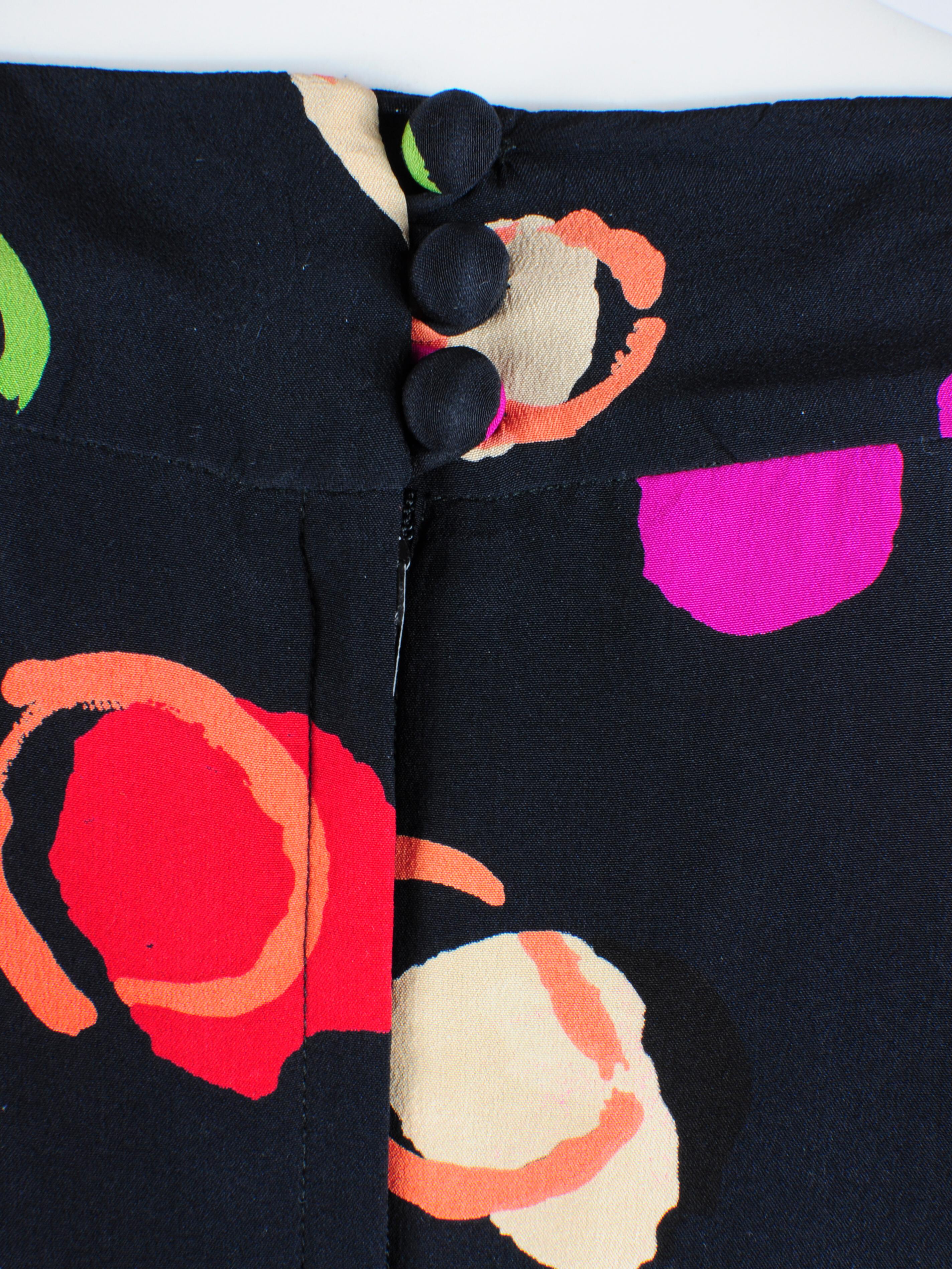Albert Nipon Silk Pencil Dress with Multicolour Dots 1980s For Sale 10