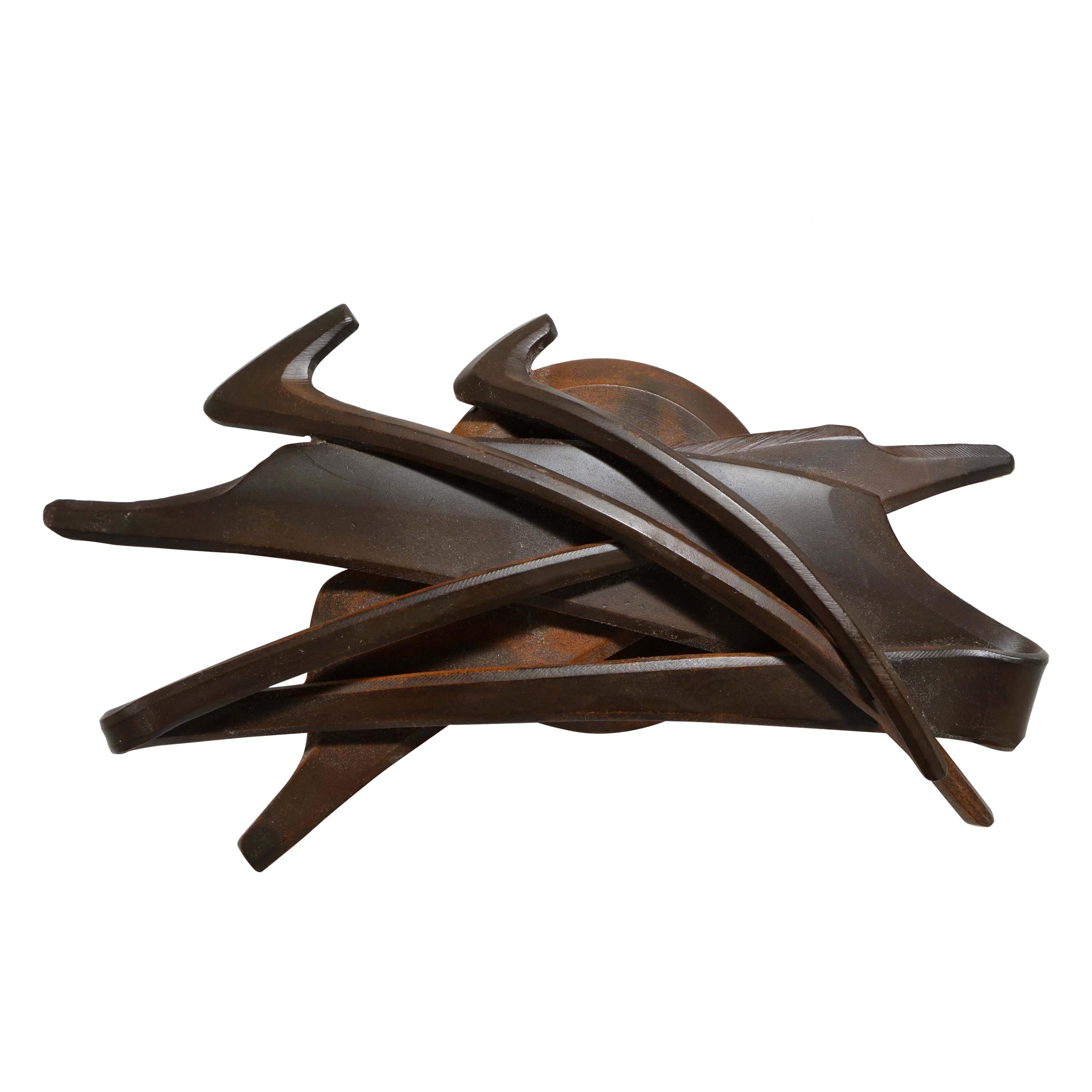 Albert Paley 1994 "Medallion" Paperweight in Blackened Steel with Bronzed Patina For Sale