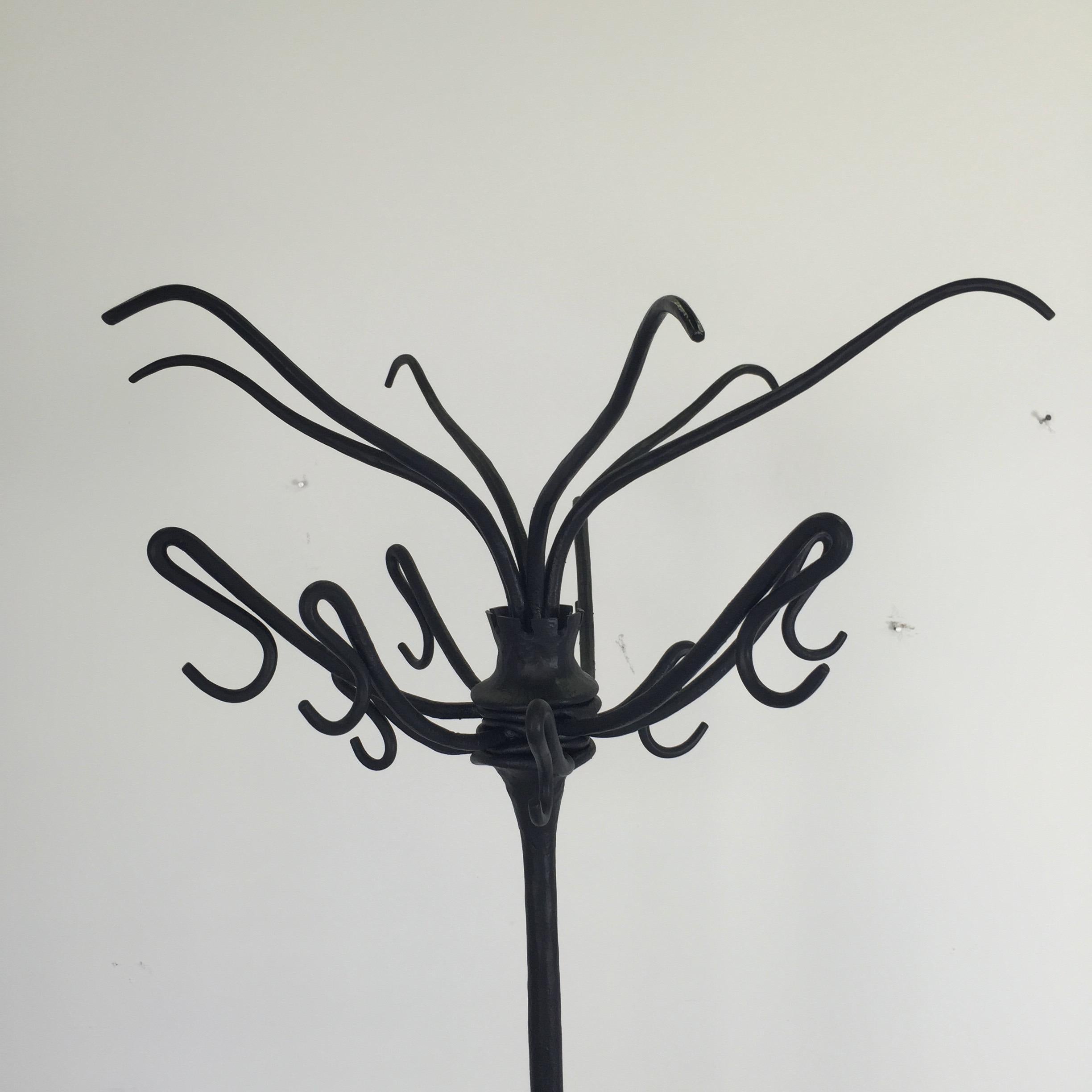 Mid-Century Modern Albert Paley Attributed Cast Iron Coat Rack For Sale