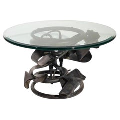 Mesa baja de acero forjado y tapa de cristal Albert Paley, Paley 1991