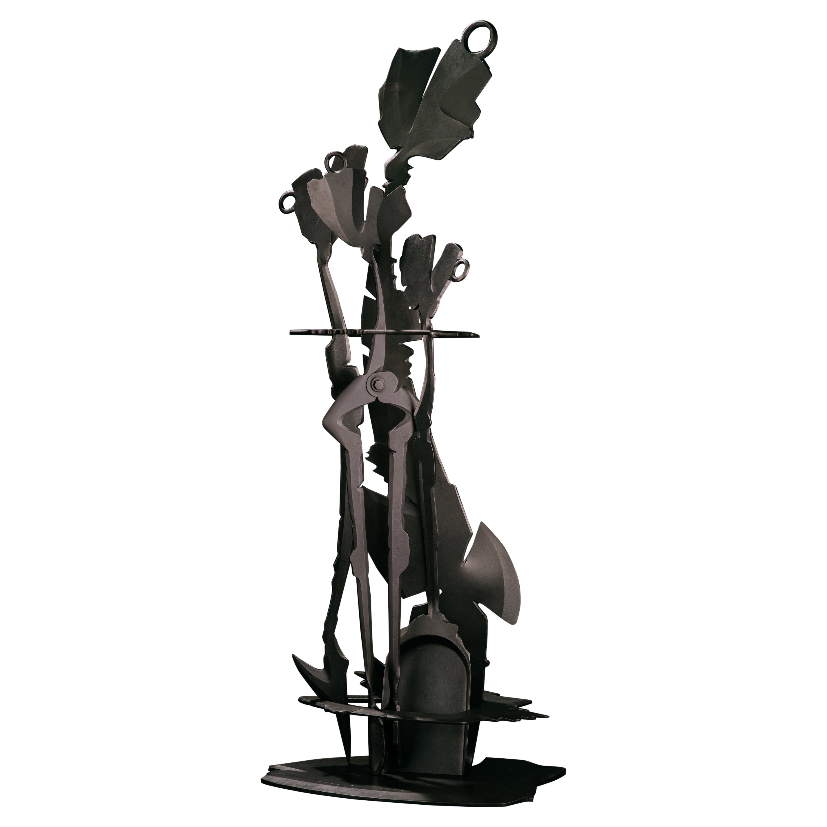 Strumenti per caminetto in acciaio form A di Albert Paley con finitura annerita, edizione di 20 esemplari