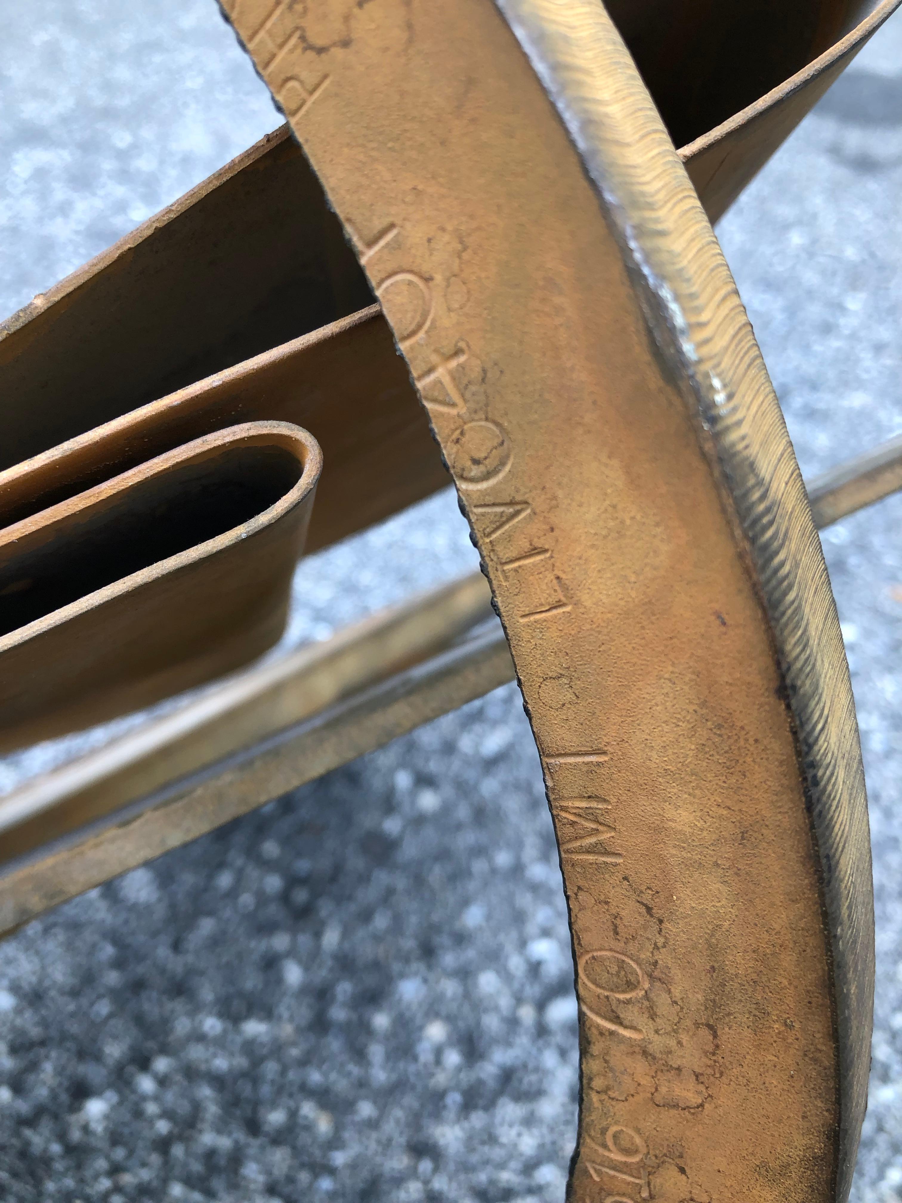Brushed Albert Paley Steel Sculpture Rust Patina For Sale
