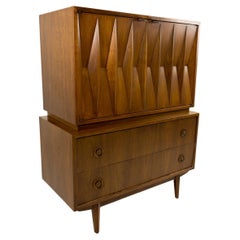 Albert Parvin for American of Martinsville Mid Century Diamond Highboy Dresser