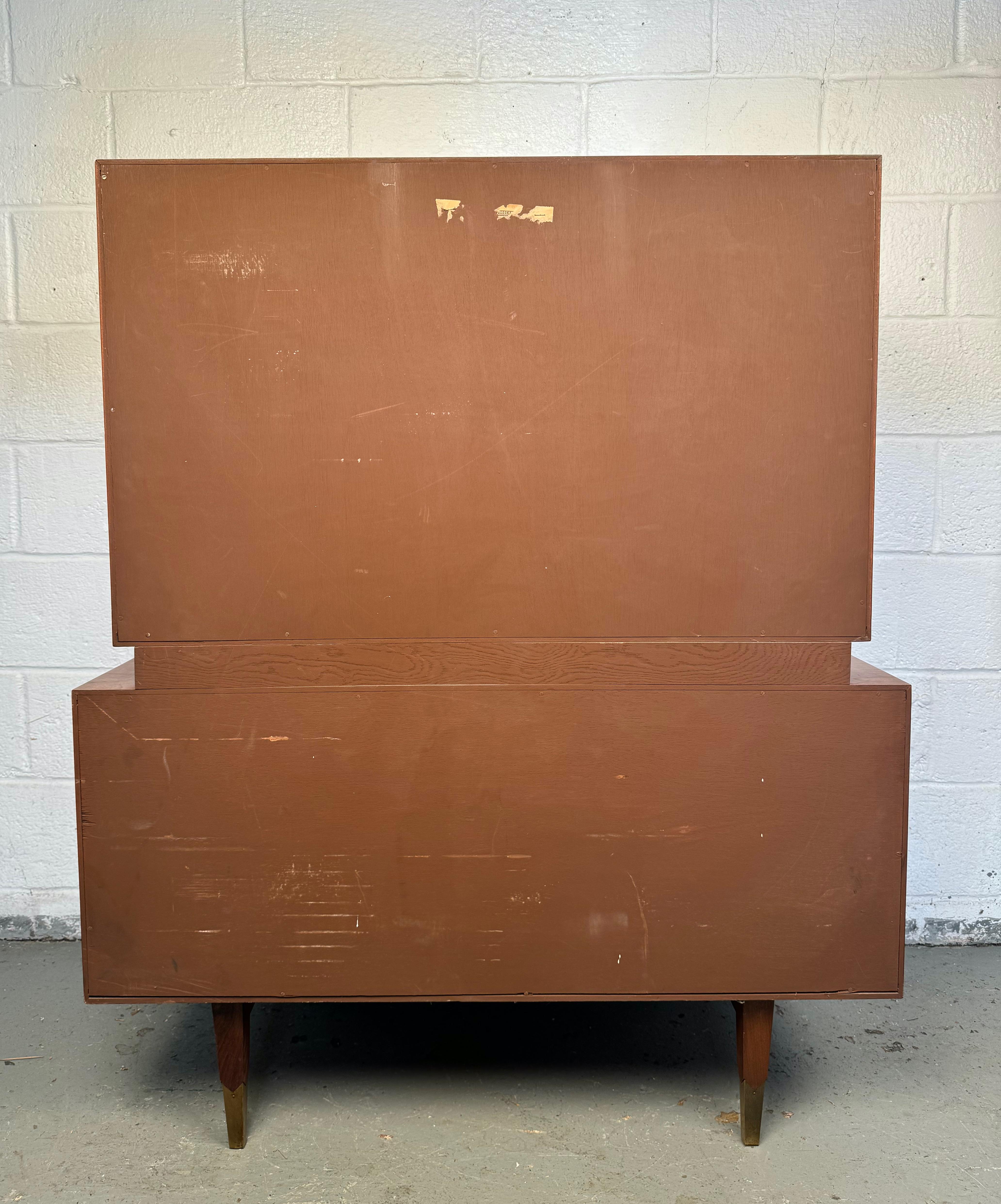 Albert Parvin for American of Martinsville Mid-Century Walnut Highboy Dresser For Sale 12