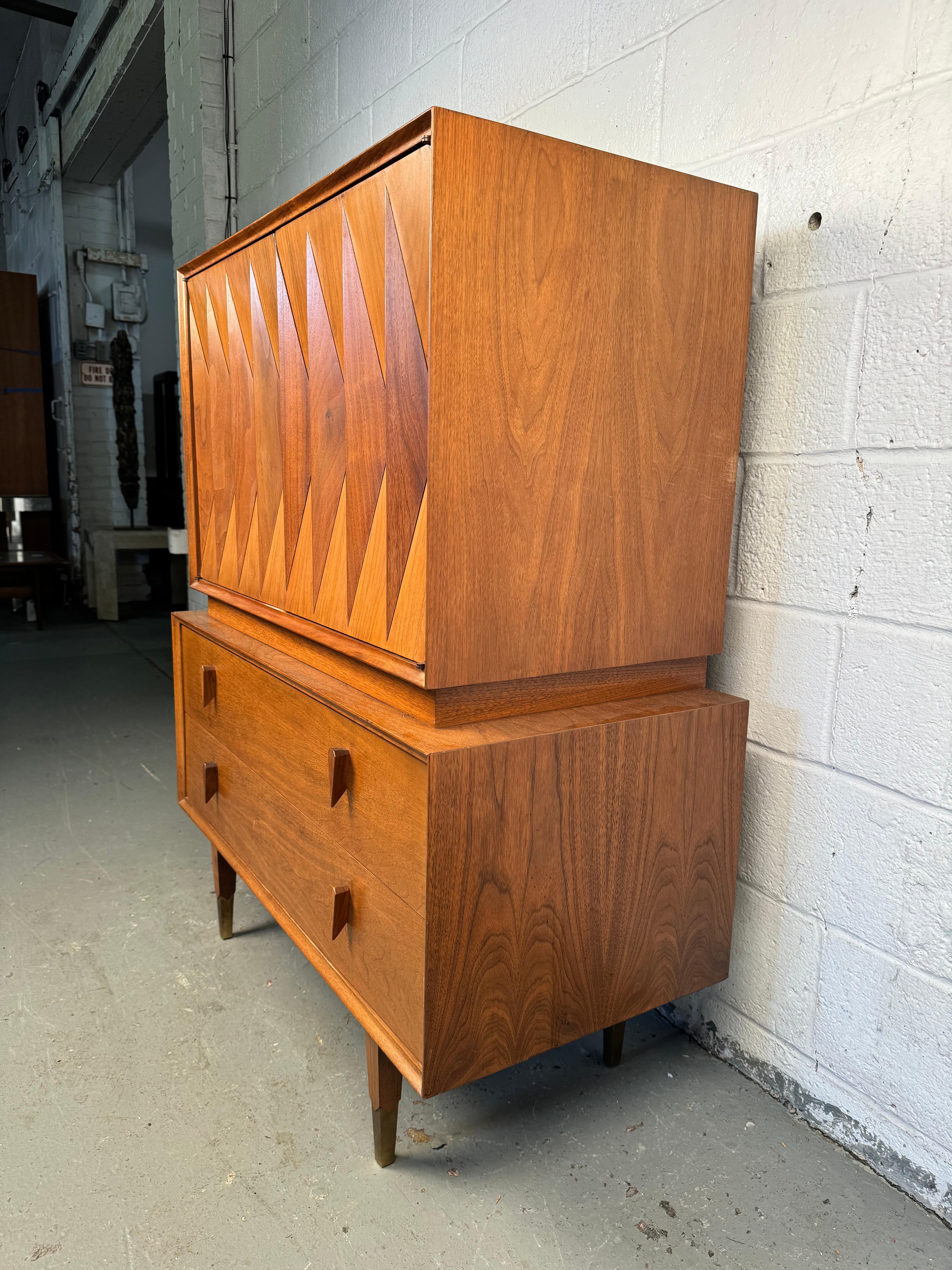 20th Century Albert Parvin for American of Martinsville Mid-Century Walnut Highboy Dresser For Sale