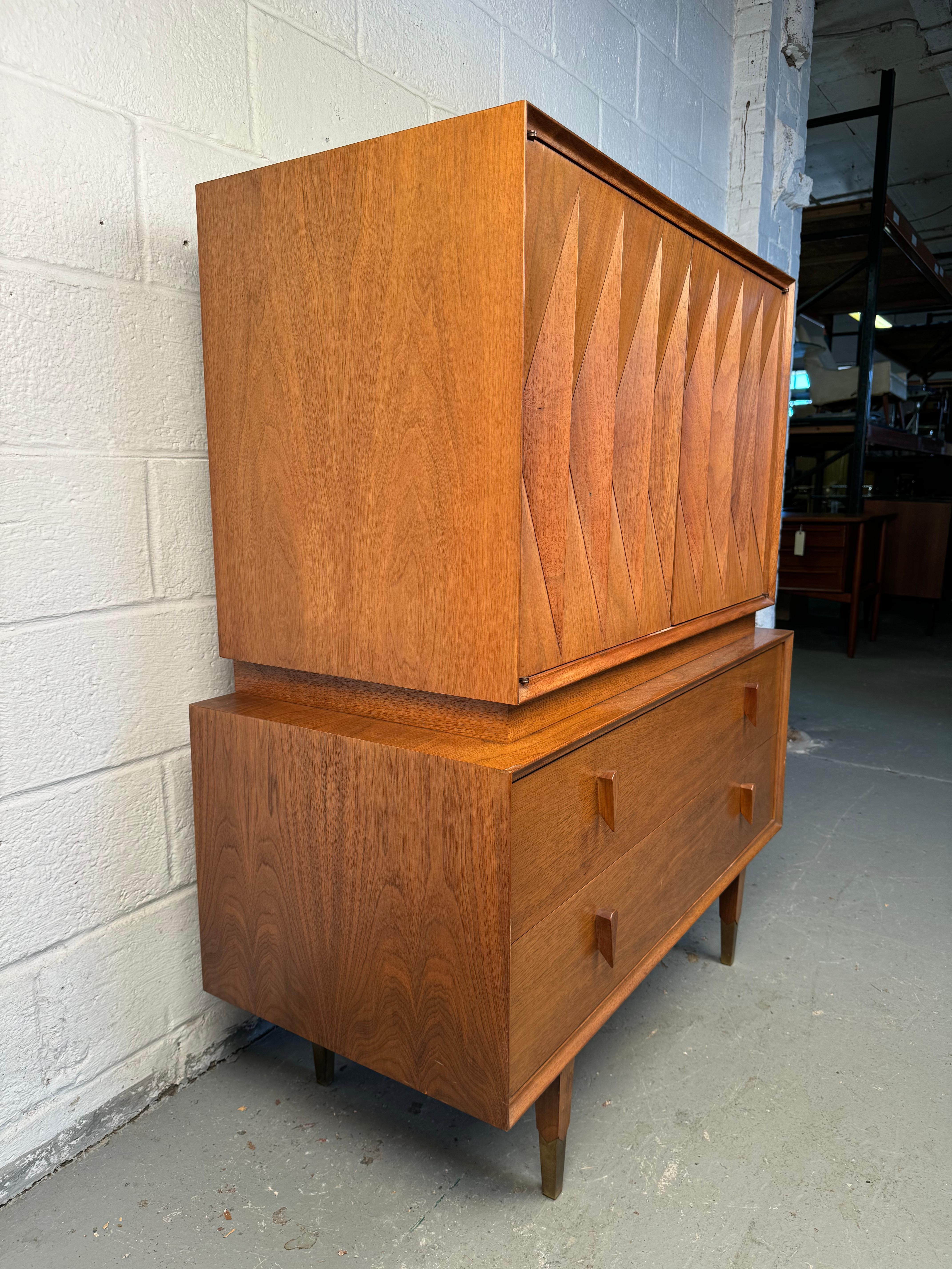 Wood Albert Parvin for American of Martinsville Mid-Century Walnut Highboy Dresser For Sale