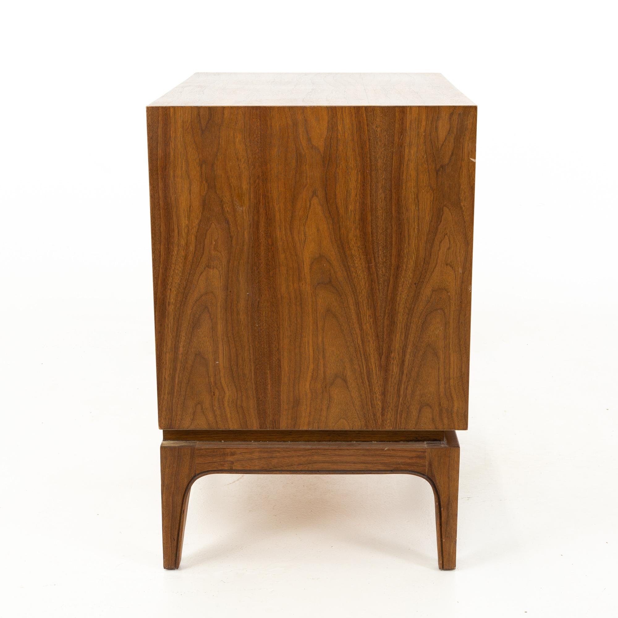 Late 20th Century Albert Parvin for American of Martinsville Style Mid Century Diamond Walnut Nigh