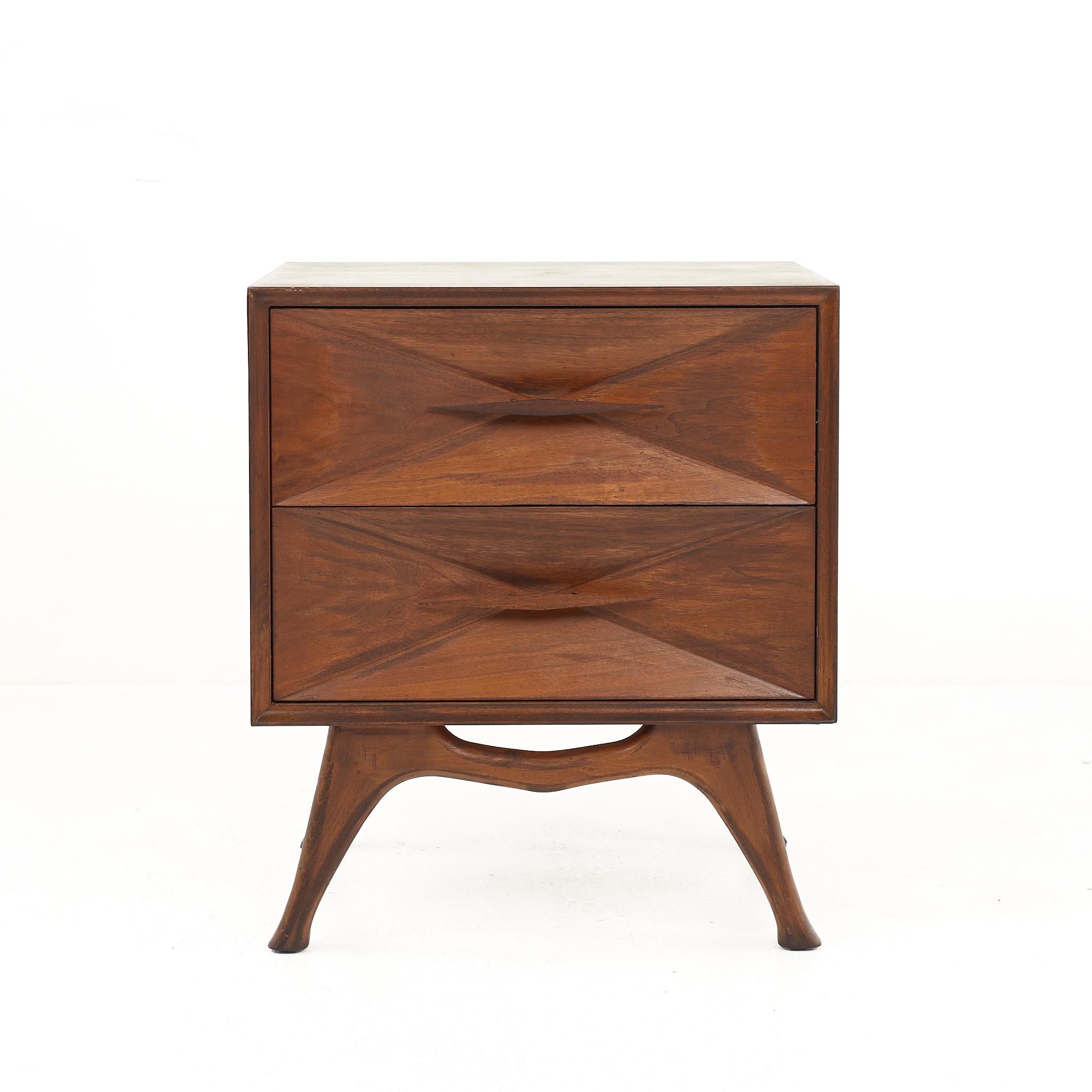 Albert Parvin mid century walnut nightstand.

The nightstand measures: 22 wide x 16 deep x 25.5 inches high.

All pieces of furniture can be had in what we call restored vintage condition. That means the piece is restored upon purchase so it’s