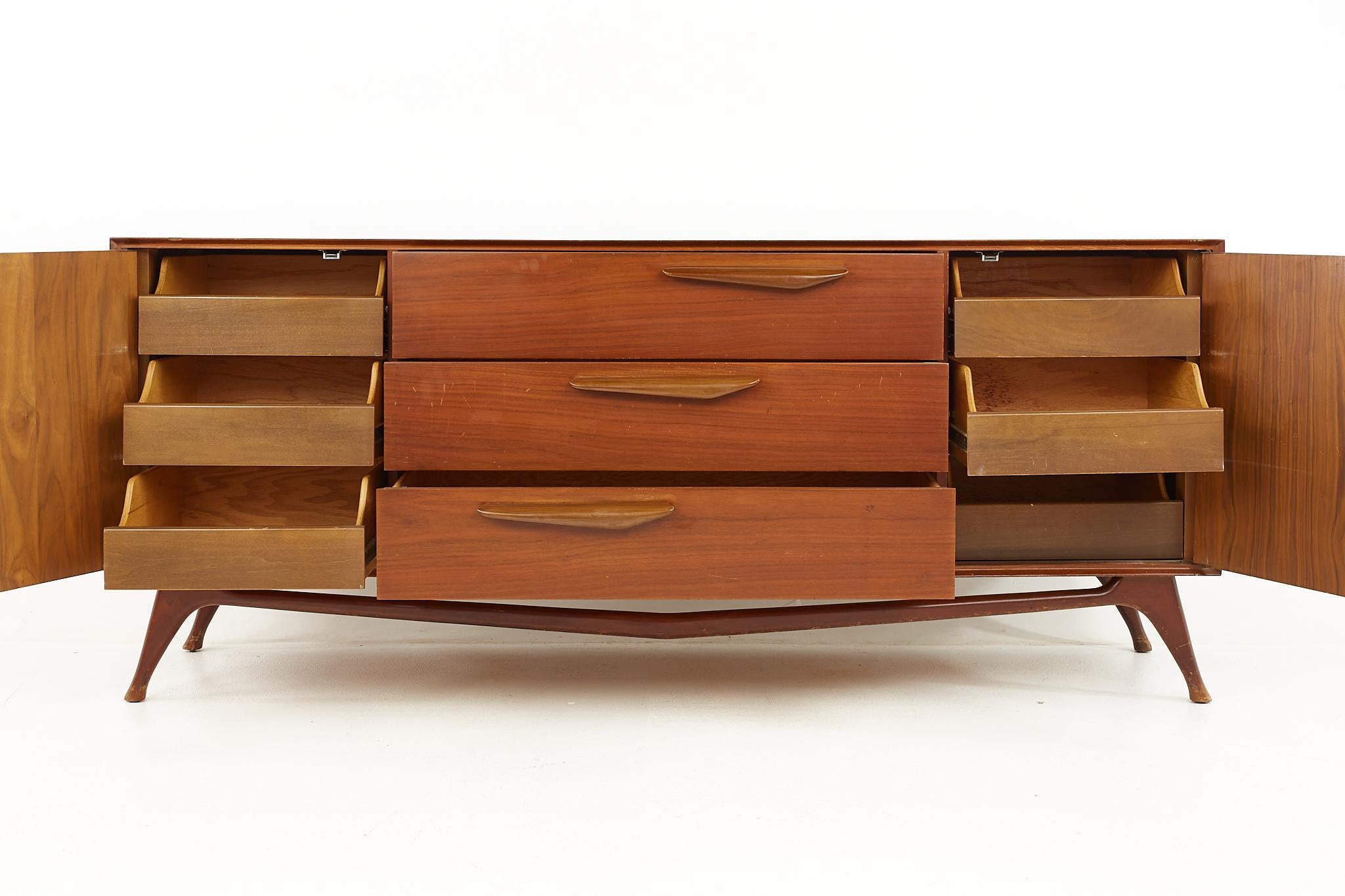 Wood Albert Parvin Style Mid-Century Lowboy Dresser
