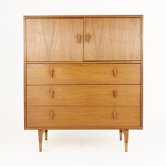 Albert Parvin Style Mid Century Walnut Highboy Dresser