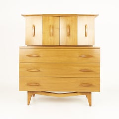 Albert Parvin Style Mid Century Walnut Highboy Dresser