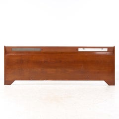 Albert Parvin Style Mid Century Walnut King Headboard