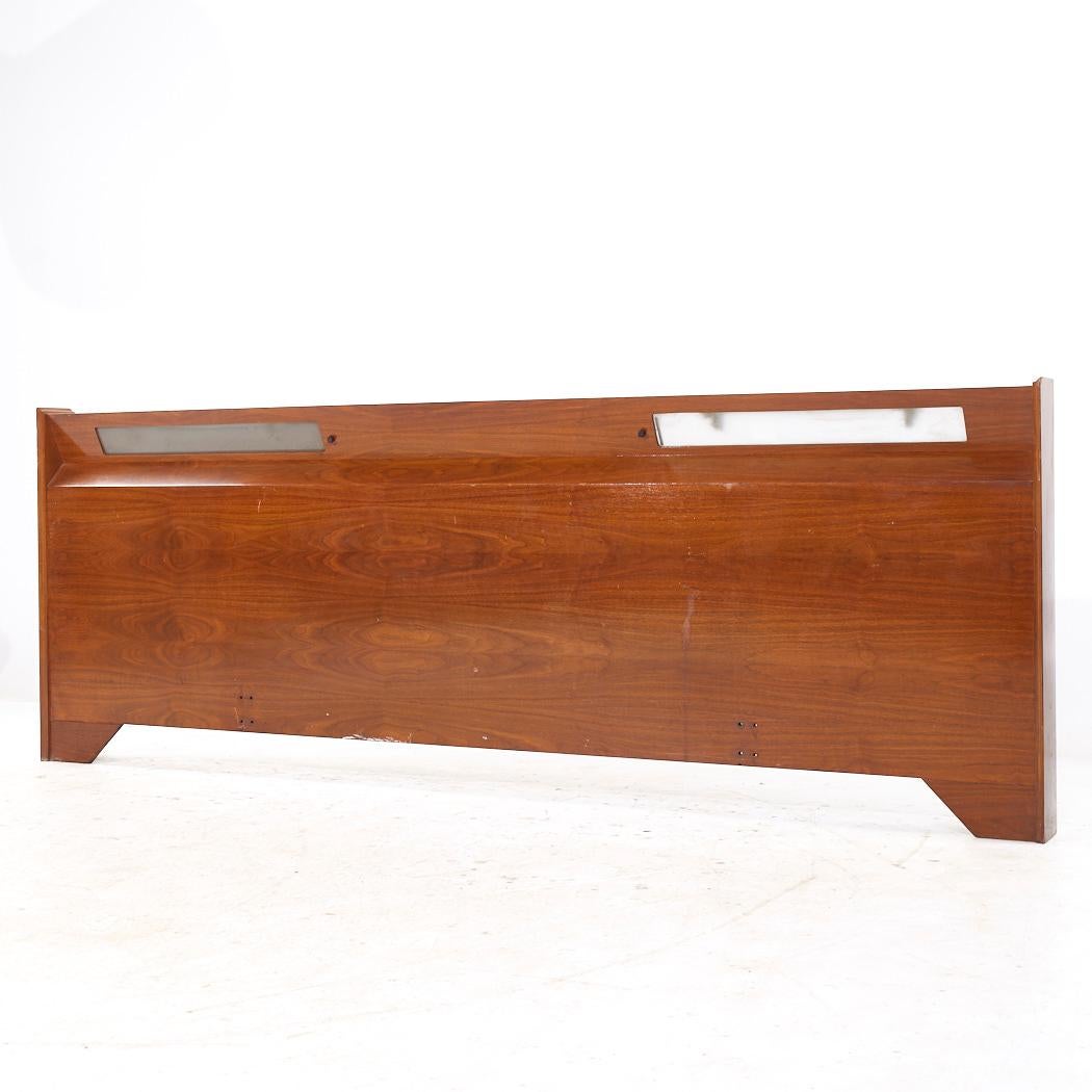Mid-Century Modern Albert Parvin Style Mid Century Walnut King Headboard For Sale