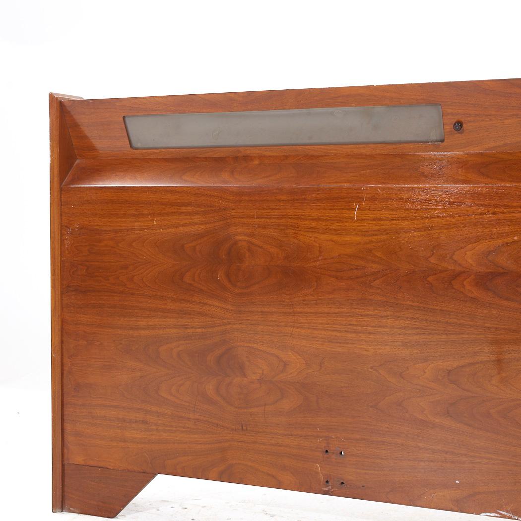 American Albert Parvin Style Mid Century Walnut King Headboard For Sale