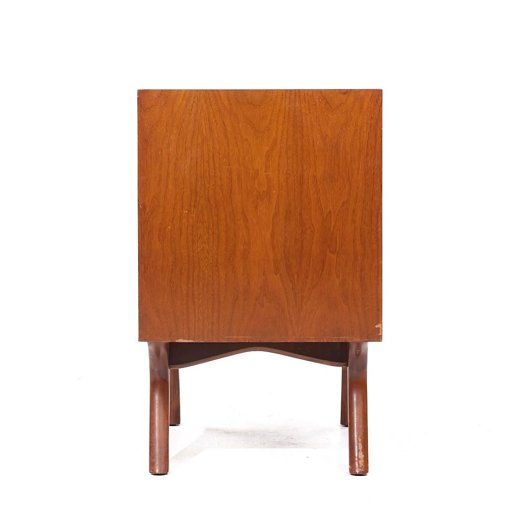 Albert Parvin Style Roma Mid Century Sculpted Walnut Nightstands - Pair For Sale 1