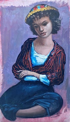 Albert Pels, American 1910-1998 Social realist figural Portrait Oil on Canvas