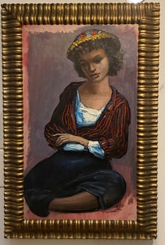 Albert Pels, American 1910-1998 Social realist figural Portrait Oil on Canvas