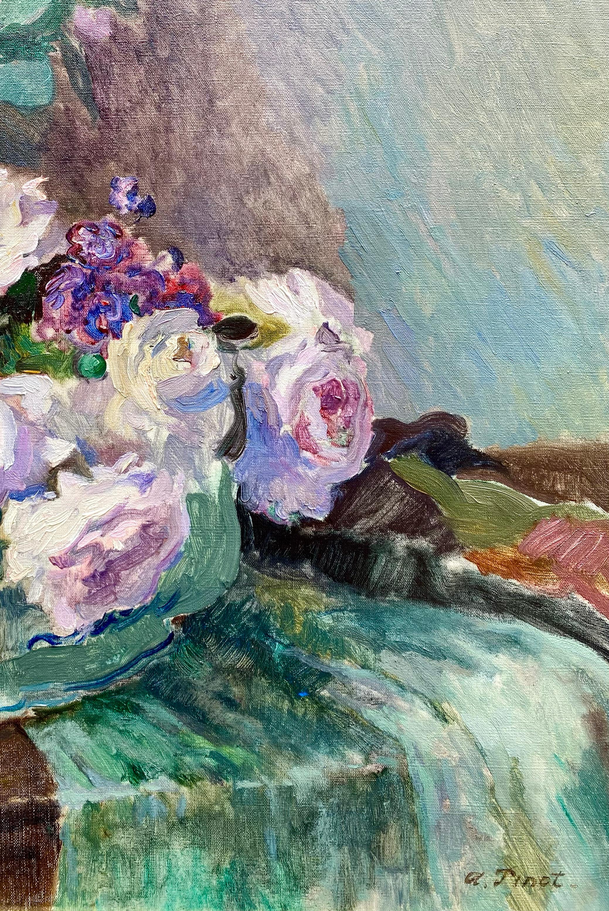 Nature morte aux fleurs dans un vase' d'Albert Pinot (Bruxelles 1875 - 1962 Paris) en vente 9