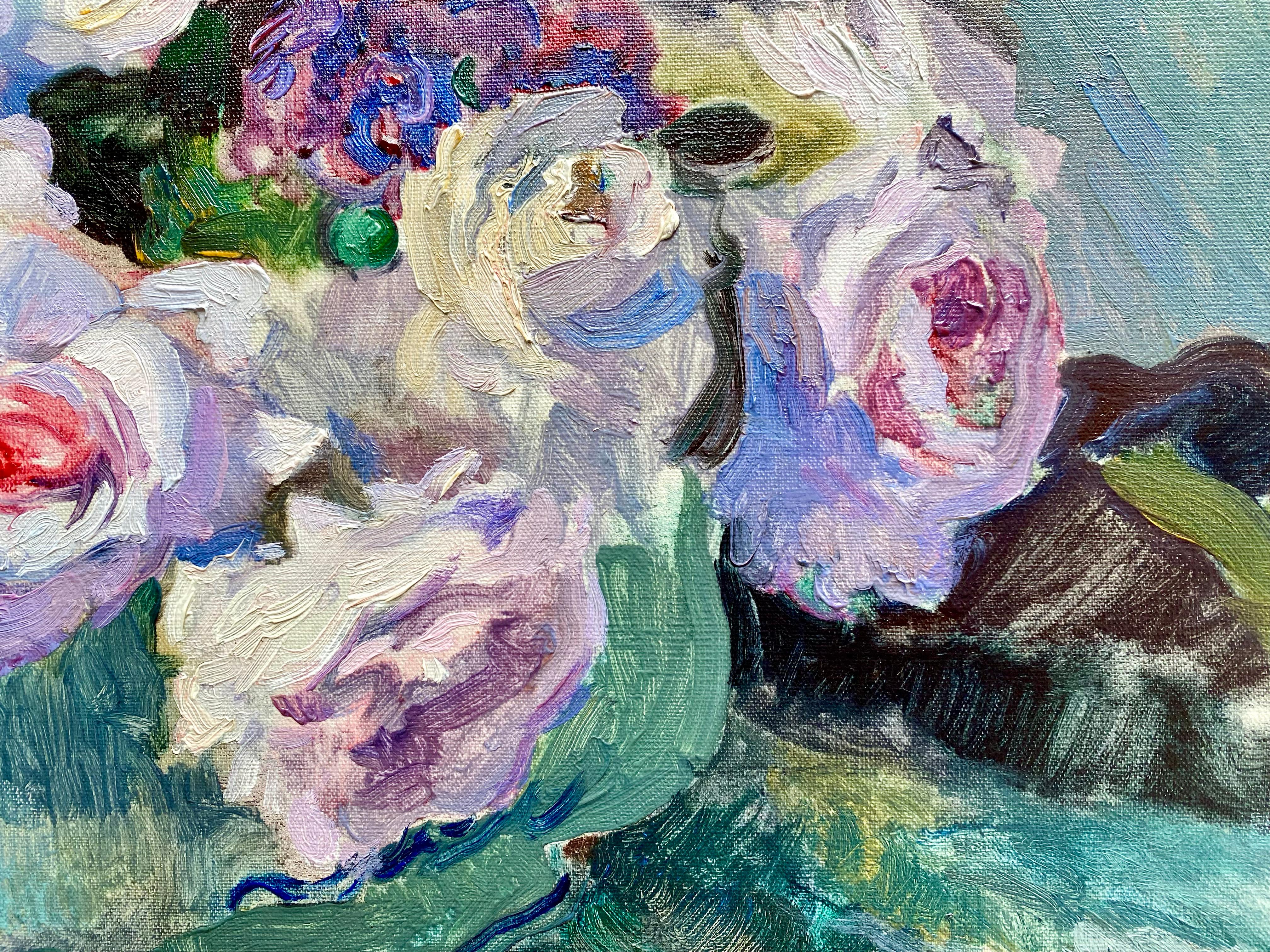 Nature morte aux fleurs dans un vase' d'Albert Pinot (Bruxelles 1875 - 1962 Paris) en vente 8