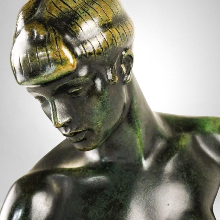 Femme et panthère - Bronze d'Albert Poncin (1877-1954), influence Art déco en vente 2