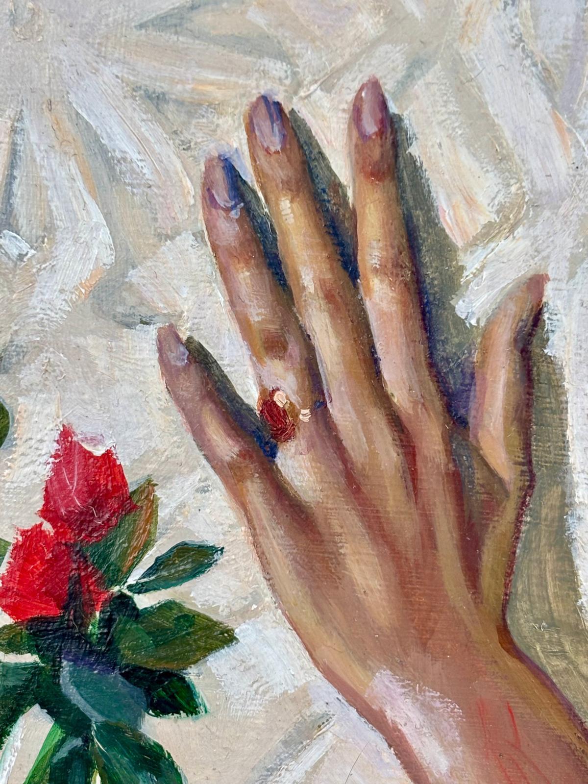 Óleo sobre lienzo - Joven vestida con chilaba morada. For Sale 2