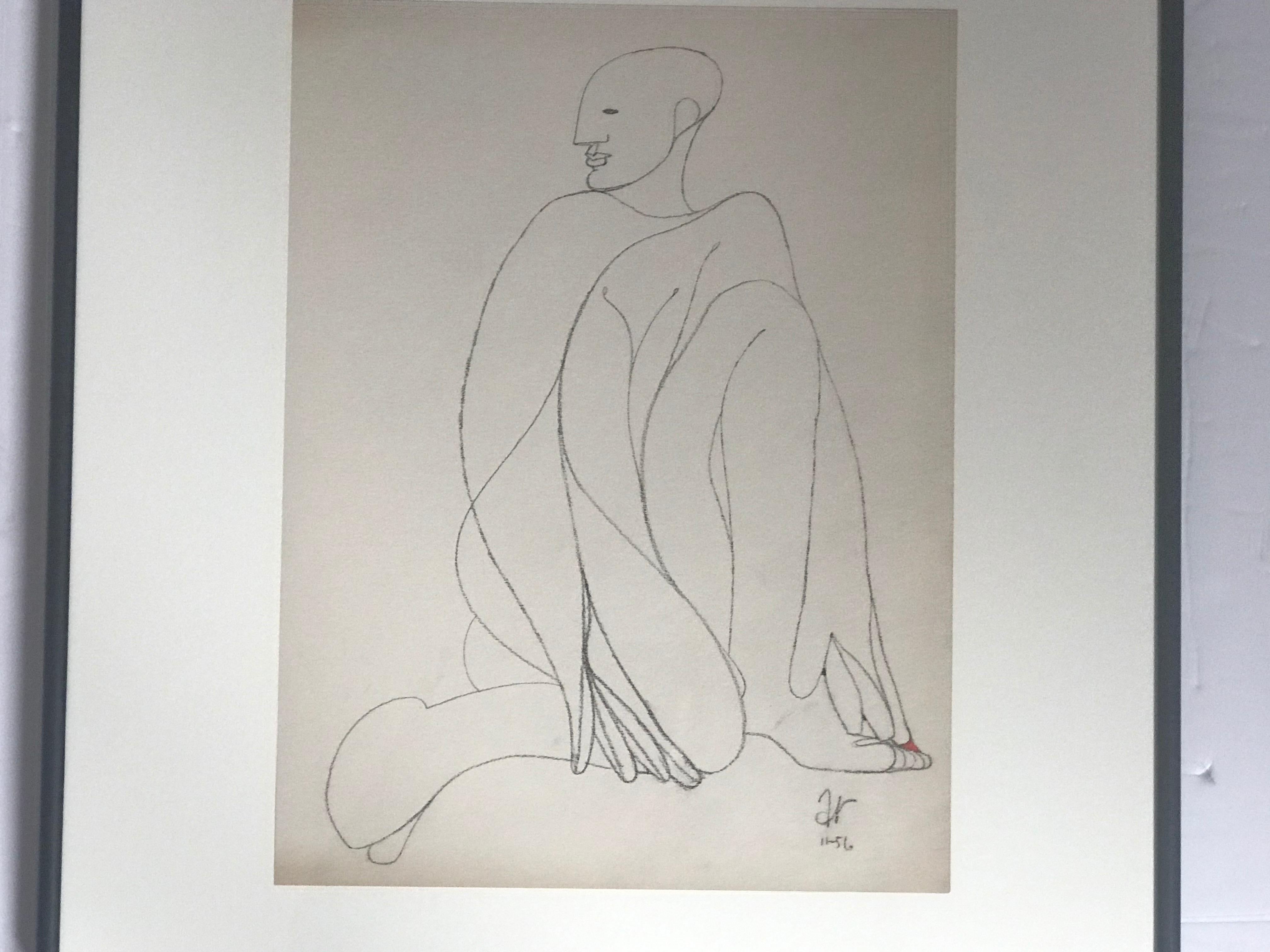 Another drawing in a single line featuring a man sitting by Albert Radoczy.
Part of a series of 6 but it can be sold individually.
I have added one picture of the other drawings composing the series.